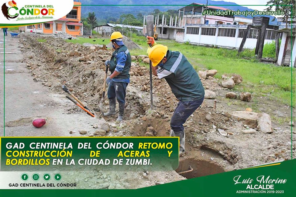 GAD CENTINELA DEL CÓNDOR RETOMO CONSTRUCCIÓN DE ACERAS Y BORDILLOS EN