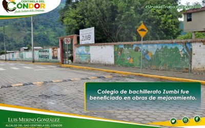 COLEGIO DE BACHILLERATO ZUMBI FUE BENEFICIADO EN OBRAS DE MEJORAMIENTO.