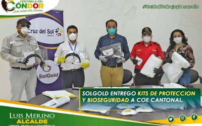 SOLGOLD ENTREGÓ KITS DE PROTECCIÓN Y BIOSEGURIDAD AL COE CANTONAL.