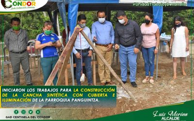 INICIARON LOS TRABAJOS PARA LA CONSTRUCCIÓN DE LA CANCHA SINTÉTICA CON CUBIERTA E ILUMINACIÓN DE PANGUINTZA.