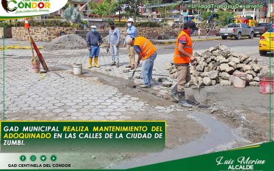 GAD MUNICIPAL REALIZA MANTENIMIENTO DEL ADOQUINADO EN LAS CALLES DE LA CIUDAD DE ZUMBI.