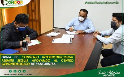 FIRMA DE CONVENIO INTERINSTITUCIONAL PERMITE SEGUIR APOYANDO AL CENTRO GERONTOLÓGICO DE PANGUINTZA.