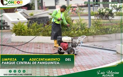 LIMPIEZA Y ADECENTAMIENTO DEL PARQUE CENTRAL DE PANGUINTZA.