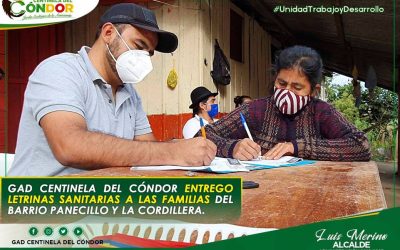 GAD CENTINELA DEL CÓNDOR ENTREGO LETRINAS SANITARIAS A LAS FAMILIAS DEL BARRIO PANECILLO Y LA CORDILLERA.