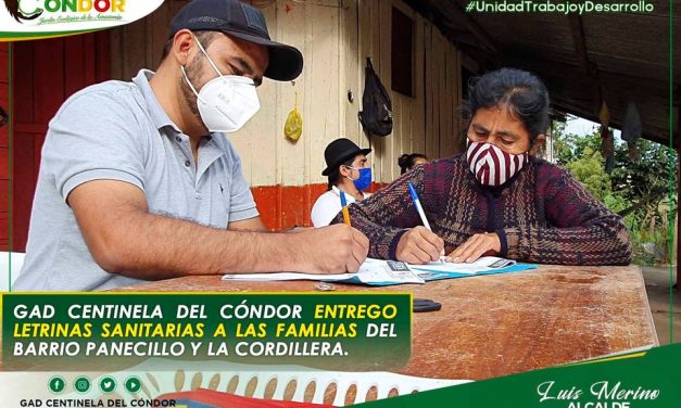 GAD CENTINELA DEL CÓNDOR ENTREGO LETRINAS SANITARIAS A LAS FAMILIAS DEL BARRIO PANECILLO Y LA CORDILLERA.