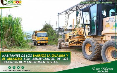 HABITANTES DE LOS BARRIOS LA GUAJIRA Y EL MILAGRO SON BENEFICIADOS DE LOS TRABAJOS DE MANTENIMIENTO DEL VIAL.