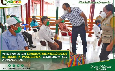 90 USUARIOS DEL CENTRO GERONTOLÓGICOS DE ZUMBI Y PANGUINTZA RECIBIERON KITS ALIMENTICIOS.
