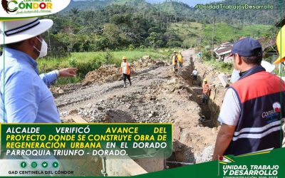 ALCALDE VERIFICÓ AVANCE DEL PROYECTO DONDE SE CONSTRUYE OBRA DE REGENERACIÓN URBANA EN EL DORADO PARROQUIA TRIUNFO – DORADO.