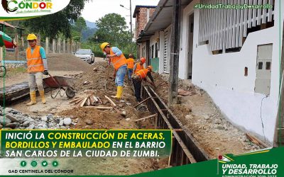INICIÓ LA CONSTRUCCIÓN DE ACERAS, BORDILLOS Y EMBAULADO EN EL BARRIO SAN CARLOS DE LA CIUDAD DE ZUMBI.