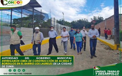 AUTORIDAES DEL GOBIERNO MUNICIPAL ENTREGARON OBRA DE CONSTRUCCIÓN DE ACERAS Y BORDILLOS EN EL BARRIO LOS LAURELES DE LA CIUDAD DE ZUMBI.