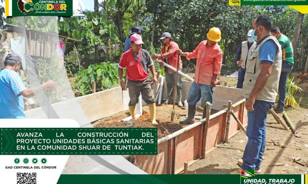 AVANZA LA CONSTRUCCIÓN DEL PROYECTO UNIDADES BÁSICAS SANITARIAS EN LA COMUNIDAD SHUAR DE  TUNTIAK.