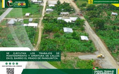 SE EJECUTAN LOS TRABAJOS DE MANTENIMIENTO Y APERTURA DE CALLES EN EL BARRIO EL PRADO DE PANGUINTZA.