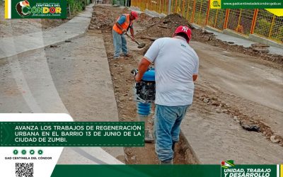 AVANZA LOS TRABAJOS DE REGENERACIÓN URBANA EN EL BARRIO 13 DE JUNIO DE LA CIUDAD DE ZUMBI.