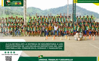 ALCALDE REALIZO LA ENTREGA DE INDUMENTARIA A LOS PARTICIPANTES DE LAS ESCUELAS DEPORTIVAS DEL GAD CENTINELA DEL CÓNDOR EN EL DORADO Y PANGUINTZA.