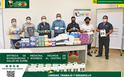 ENTREGA DE MEDICINA, INSUMOS DE BIOSEGURIDAD Y BIOMBOS  AL CENTRO DE SALUD DE ZUMBI.