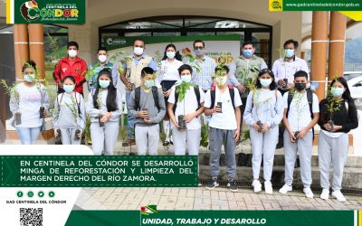 EN CENTINELA DEL CÓNDOR SE DESARROLLÓ MINGA DE REFORESTACIÓN Y LIMPIEZA DEL MARGEN DERECHO DEL RÍO ZAMORA.