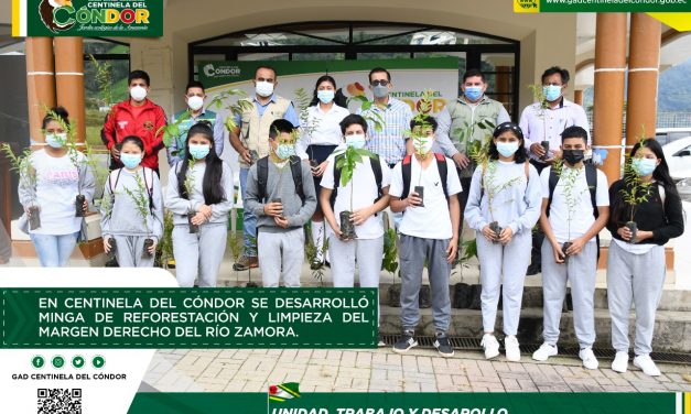 EN CENTINELA DEL CÓNDOR SE DESARROLLÓ MINGA DE REFORESTACIÓN Y LIMPIEZA DEL MARGEN DERECHO DEL RÍO ZAMORA.
