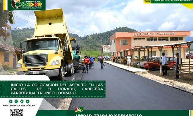 INICIO LA COLOCACIÓN DEL ASFALTO EN LAS CALLES  DE EL DORADO, CABECERA PARROQUIAL TRIUNFO – DORADO.