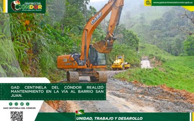 GAD CENTINELA DEL CÓNDOR REALIZÓ MANTENIMIENTO EN LA VÍA AL BARRIO SAN JUAN.