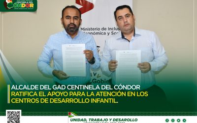 ALCALDE DEL GAD CENTINELA DEL CÓNDOR RATIFICA EL APOYO PARA LA ATENCIÓN EN LOS CENTROS DE DESARROLLO INFANTIL.