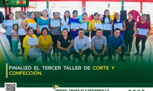 EN LA CIUDAD DE ZUMBI FINALIZÓ TERCER TALLER DE CORTE Y CONFECCIÓN.