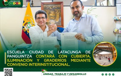ESCUELA CIUDAD DE LATACUNGA DE PANGUINTZA CONTARÁ CON CUBIERTA, ILUMINACIÓN Y GRADERÍOS MEDIANTE CONVENIO INTERINSTITUCIONAL.
